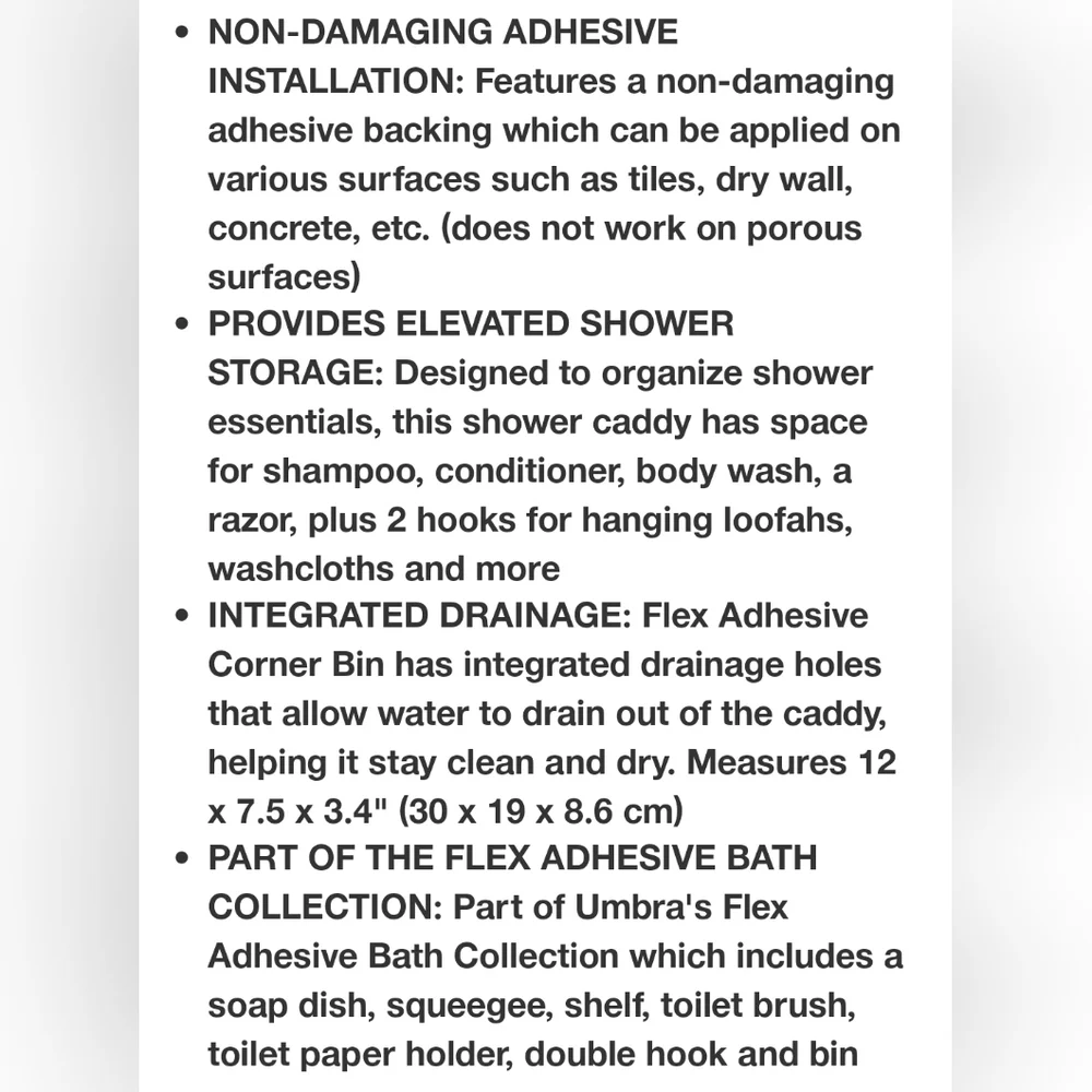 Umbra Flex Adhesive Bin Corner Shelf White
